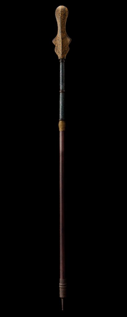 Samurai spear of the type su yari with sharp edges from the sengoku period.