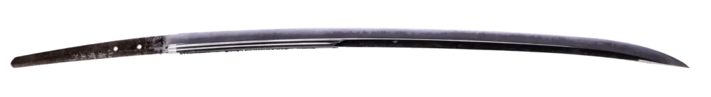 Katana blade with a wavy hamon and double groove, cut out