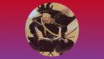 Porträt des Samurai Honda Tadakatsu in Rüstung mit Hirschgeweih-Helm