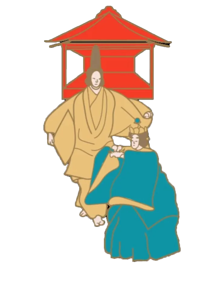 Illustration of court nobles (kuge) at a ceremony with red lantern