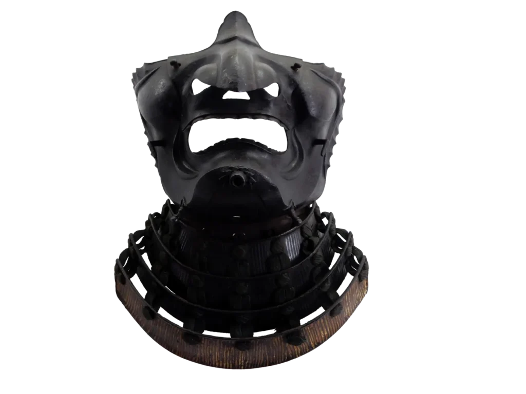 Ressei-men MEN-00089 of black iron with throat guard (yodare-kake)