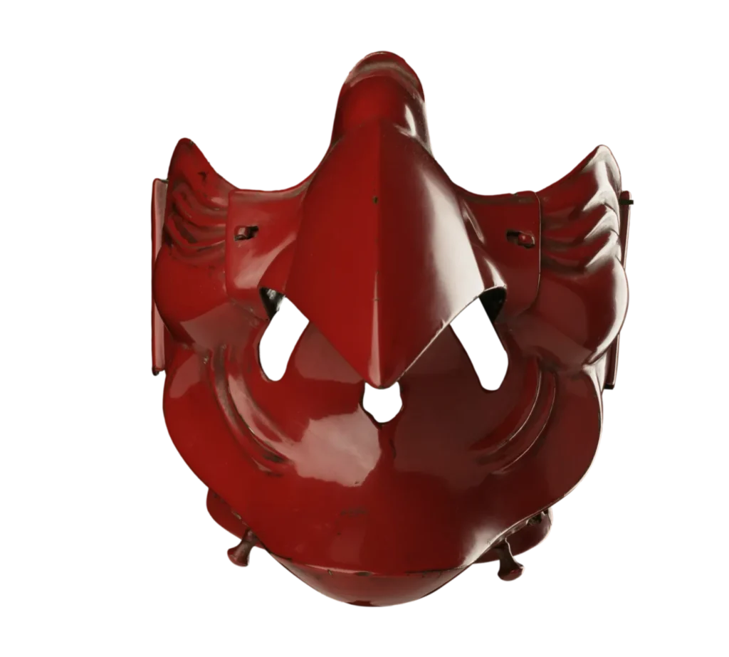 Tengu-men, red lacquered with beak-like nose
