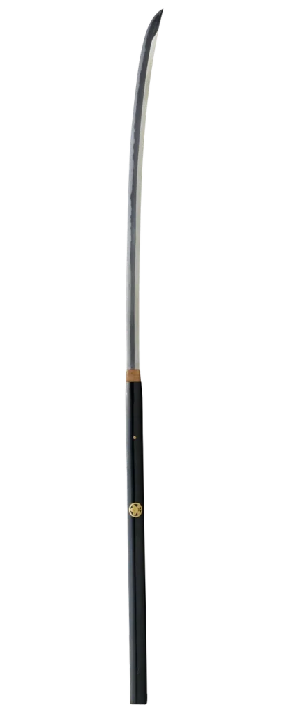 Naginata POL-00023, black lacquered shaft with gilt crest (mon)
