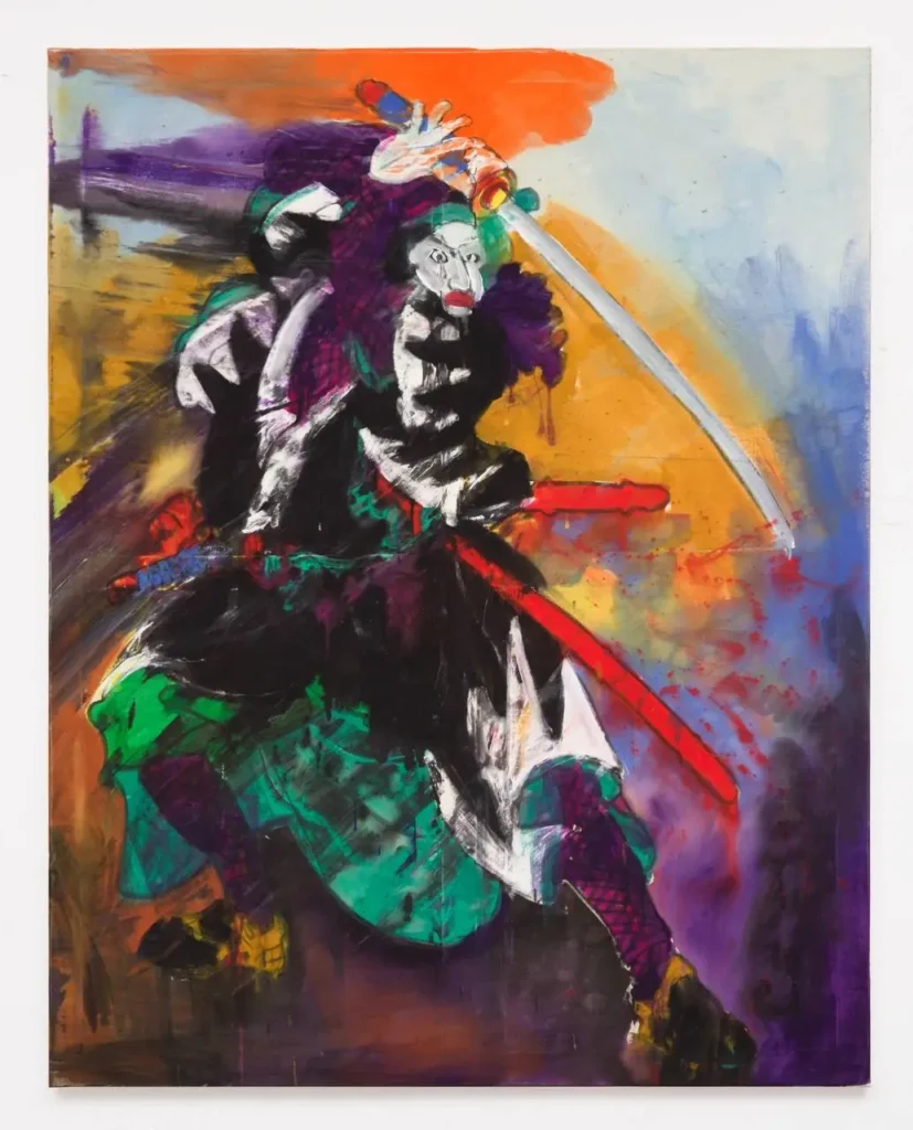 Modern expressive painting with katana — Musashi as a motif in contemporary art