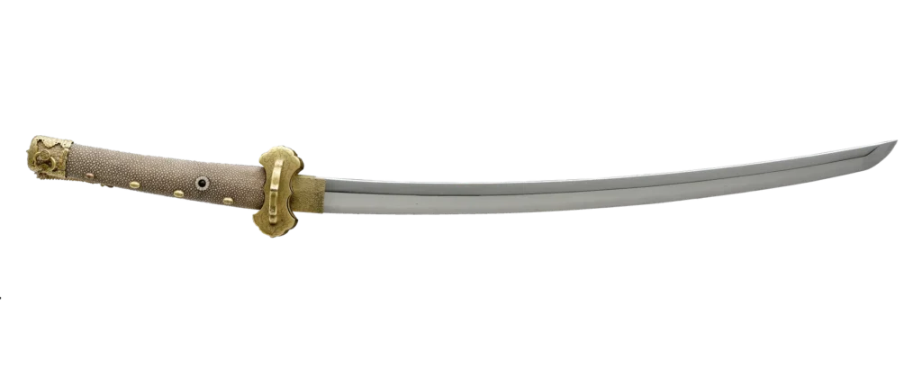 Tachi SWO-00109 with golden koshirae and samegawa grip, cut out