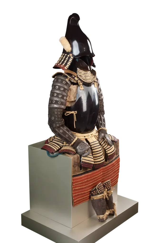 Tōsei gusoku with eboshi-nari kabuto, black lacquered, side view
